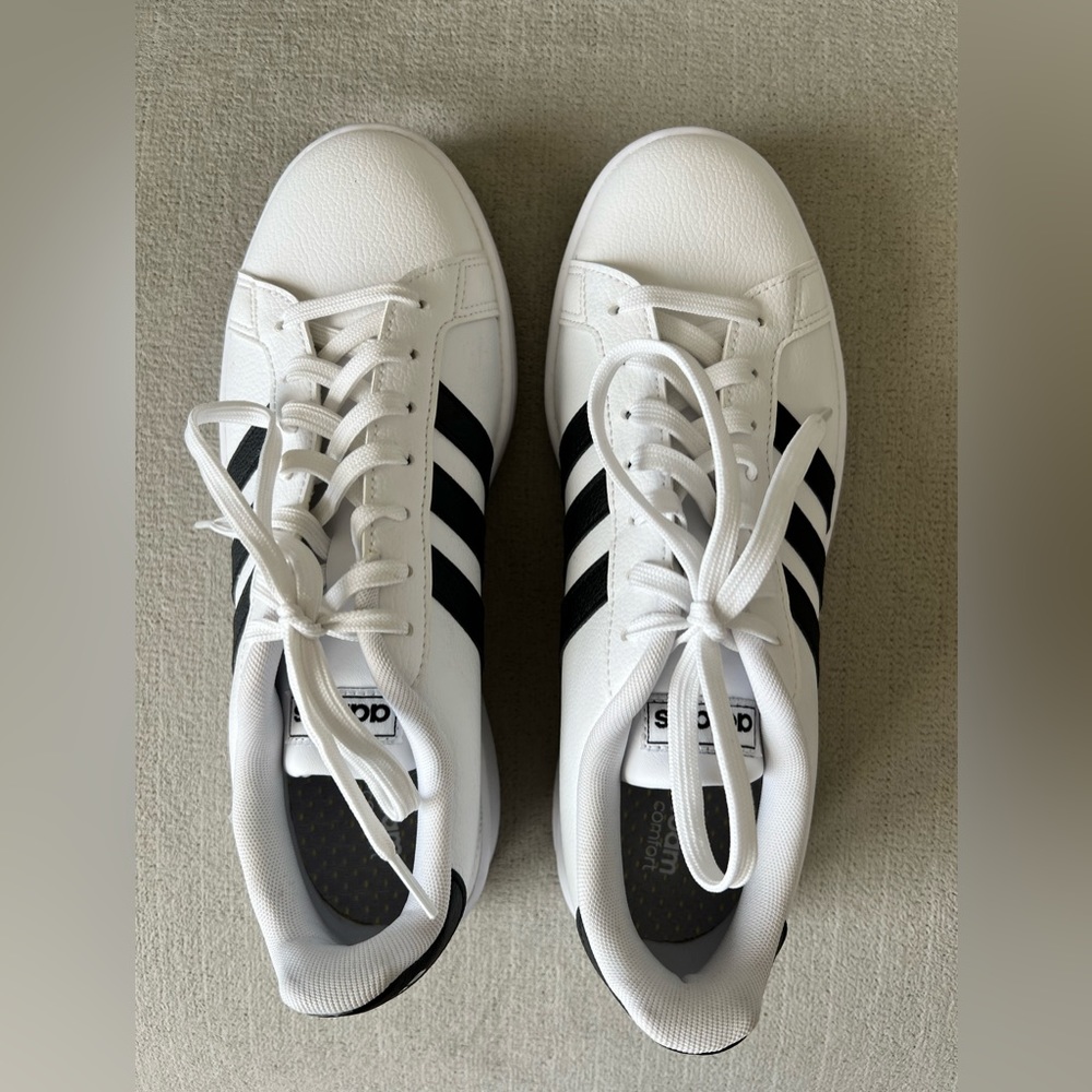 Adidas Grand Court Sneakers with Cloudfoam, Black & White, Size 9.5 , NWOT